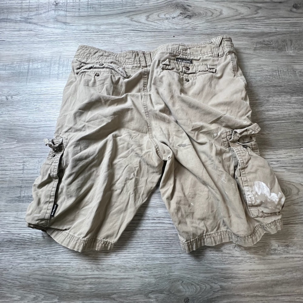 Billabong Cargo Shorts Mens 36 Tan Distressed Paint Splatter Ripstop M206ASCH
